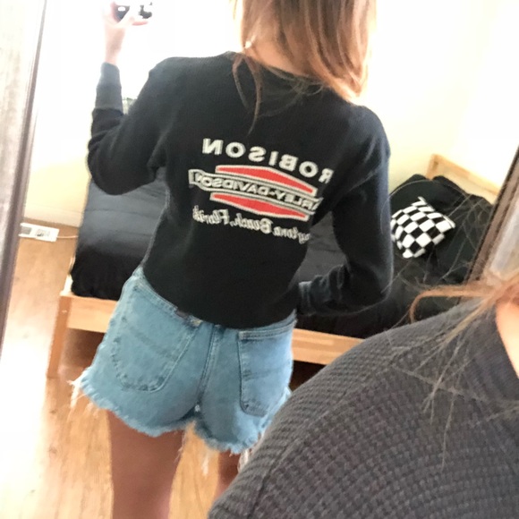 sold // vtg harley davidson crop long sleeve - Picture 4 of 8